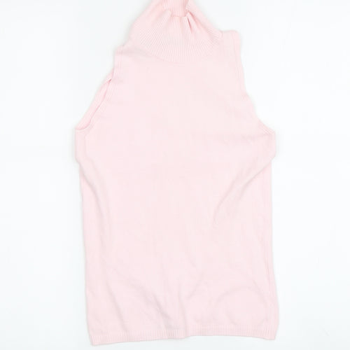 Benetton Women's Pink Sleeveless High Neck Tank Size S