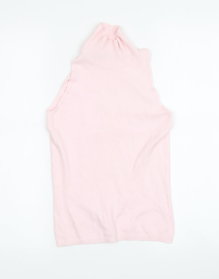 Benetton Women's Pink Sleeveless High Neck Tank Size S