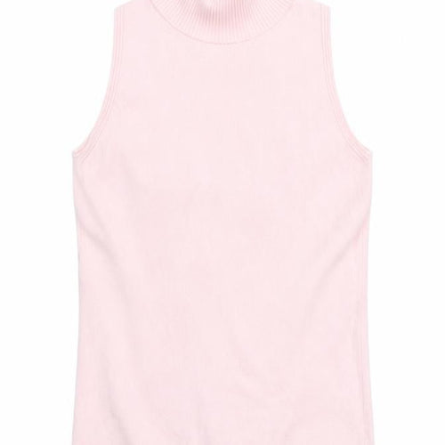 Benetton Women's Pink Sleeveless High Neck Tank Size S