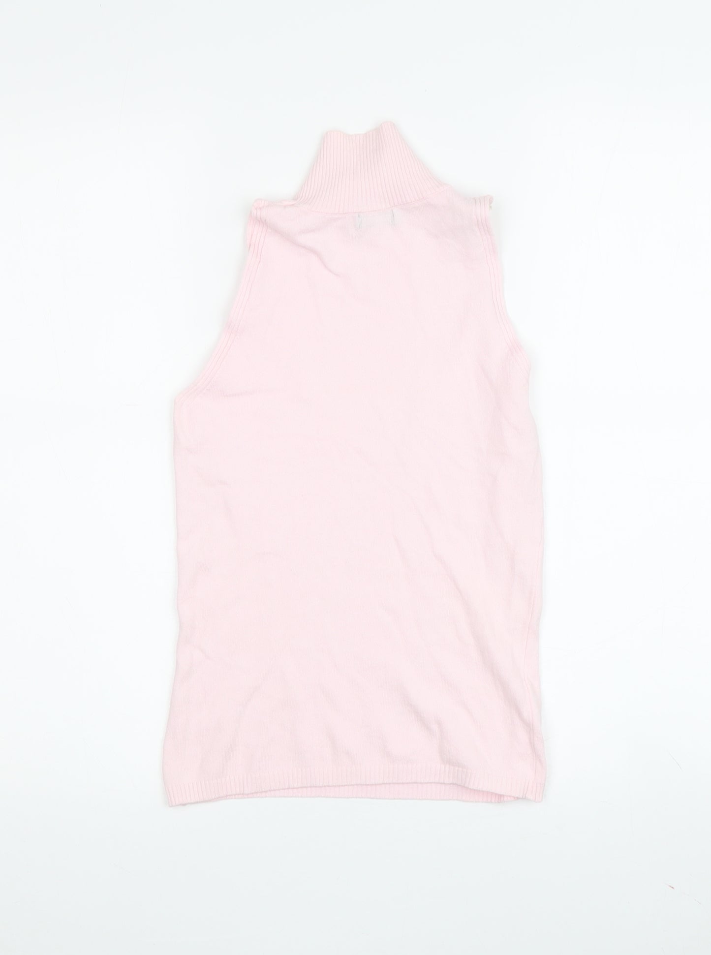 Benetton Women's Pink Sleeveless High Neck Tank Size S