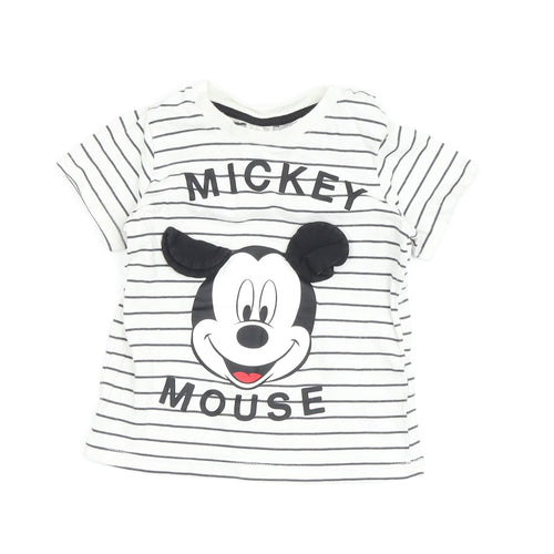 Disney Unisex Baby Striped Mickey T-Shirt 12M Cotton
