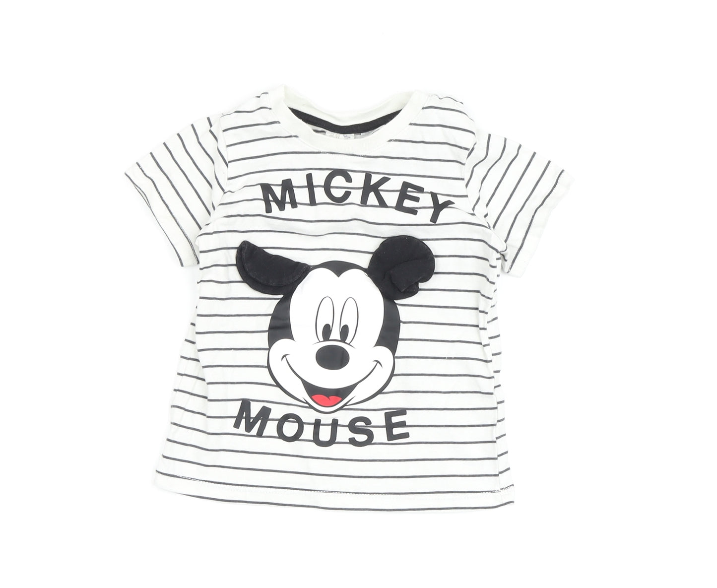 Disney Unisex Baby Striped Mickey T-Shirt 12M Cotton