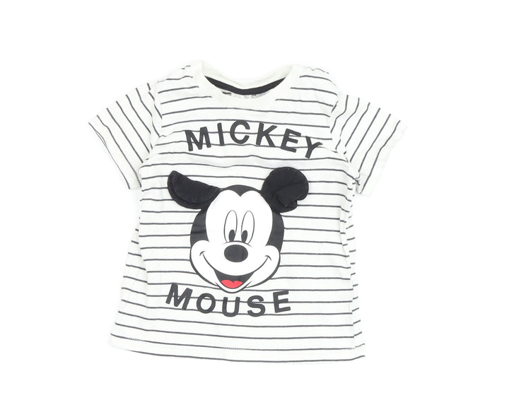 Disney Unisex Baby Striped Mickey T-Shirt 12M Cotton