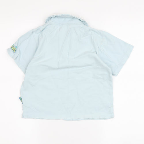 SpongeBob SquarePants Boys Blue Polo Shirt L Cartoon Graphic