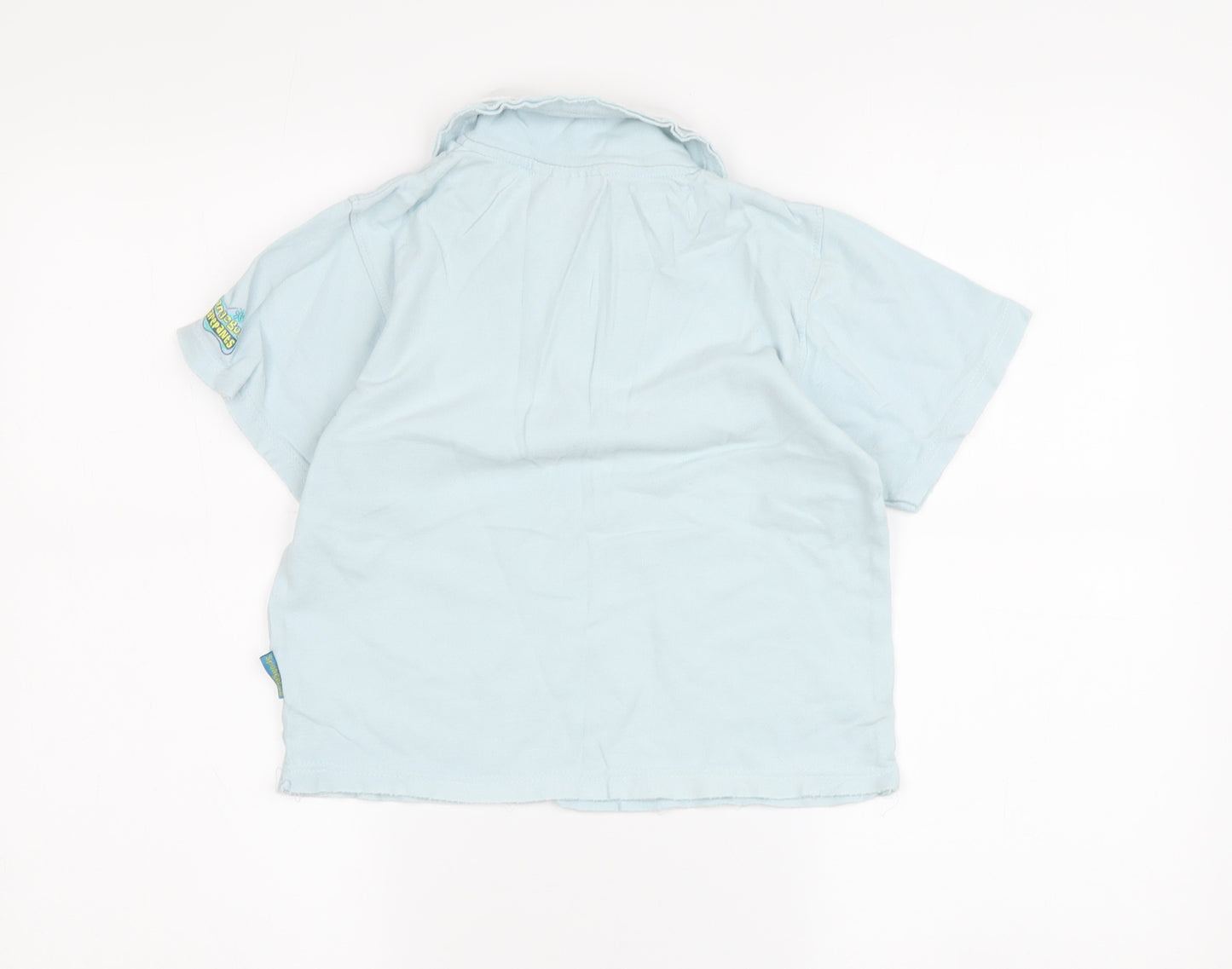 SpongeBob SquarePants Boys Blue Polo Shirt L Cartoon Graphic