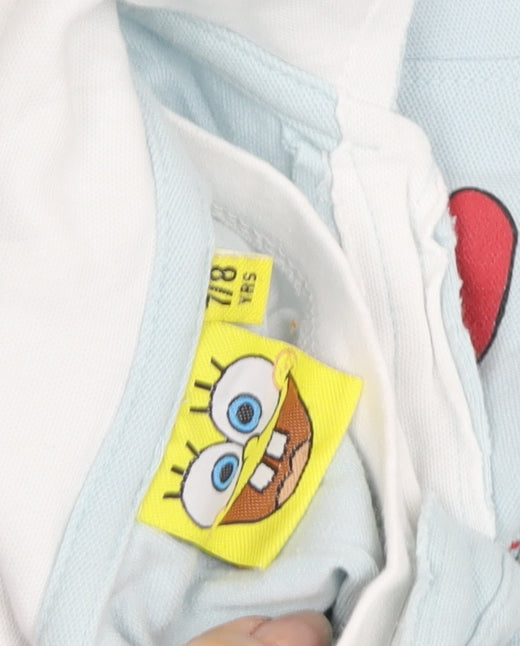 SpongeBob SquarePants Boys Blue Polo Shirt L Cartoon Graphic