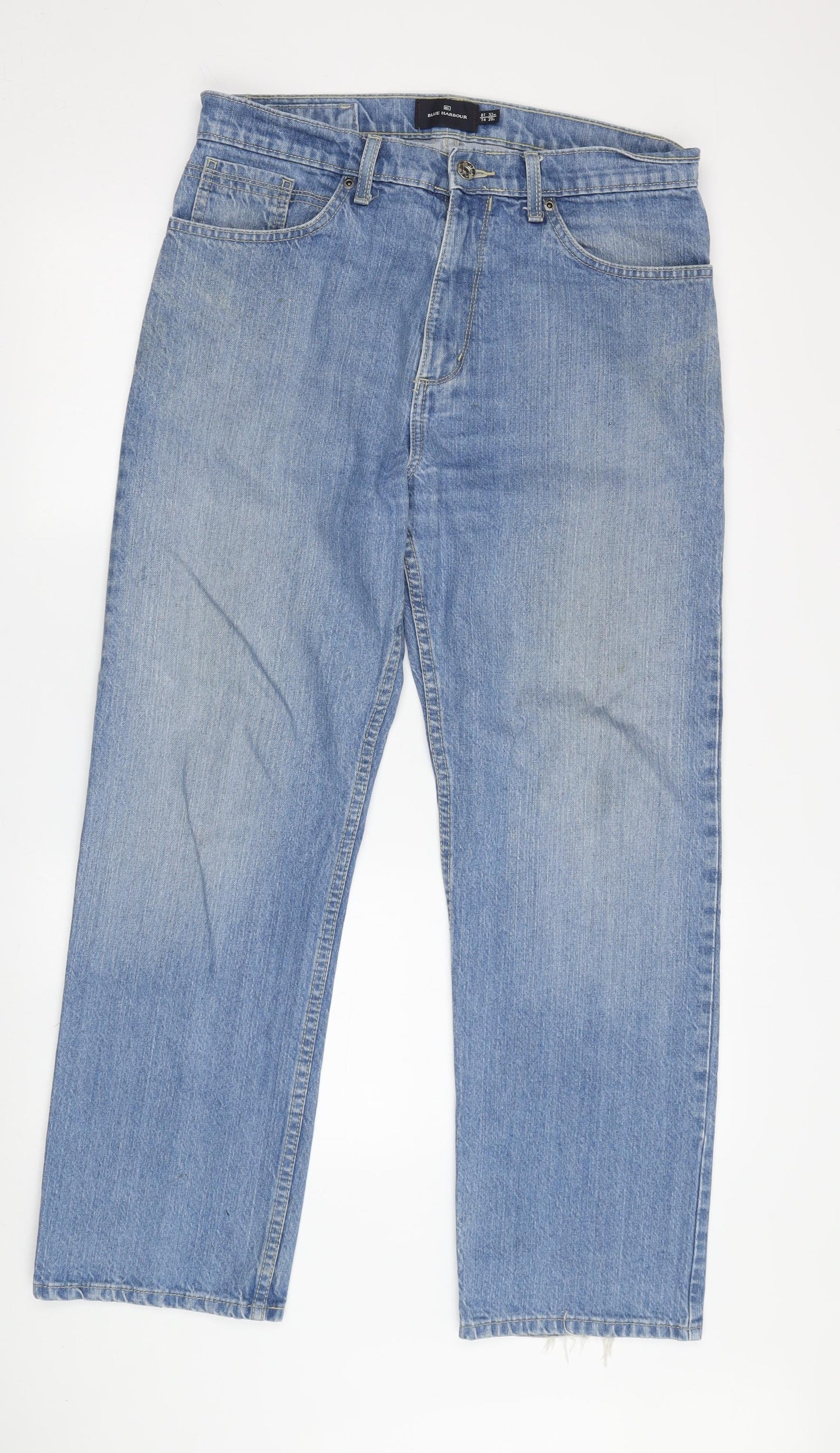 Blue Harbour Men's Straight Jeans, Blue, Size 32, Light Wash