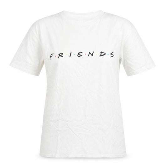 Front view of Friends White T-Shirt M unisex adults casual basic