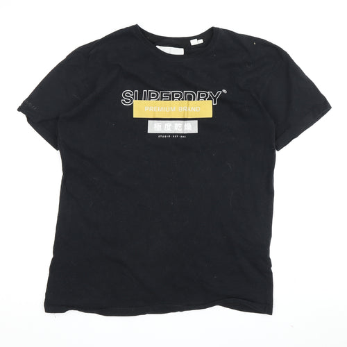 Superdry Unisex Black Crew Neck T-Shirt UK 10