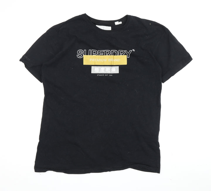 Superdry Unisex Black Crew Neck T-Shirt UK 10