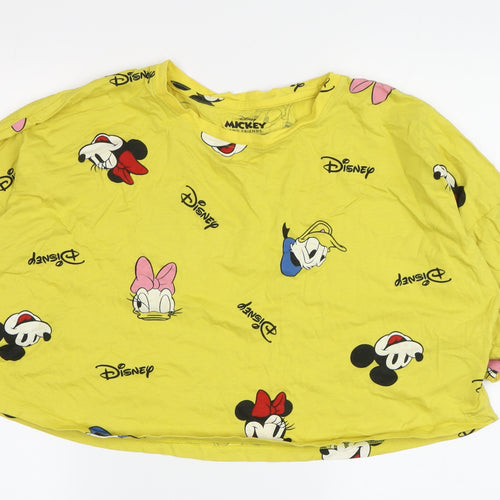 Disney Women's Yellow Mickey Mouse Crop T-Shirt S