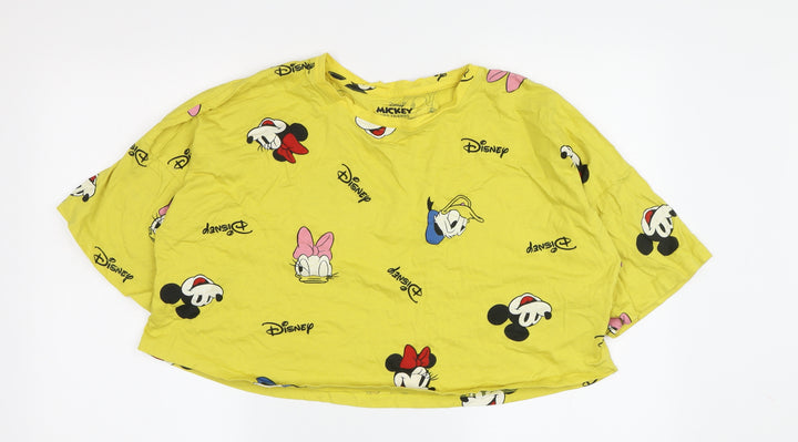 Disney Women's Yellow Mickey Mouse Crop T-Shirt S