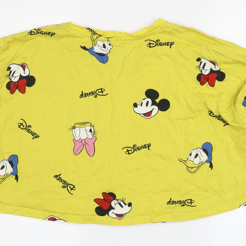 Disney Women's Yellow Mickey Mouse Crop T-Shirt S