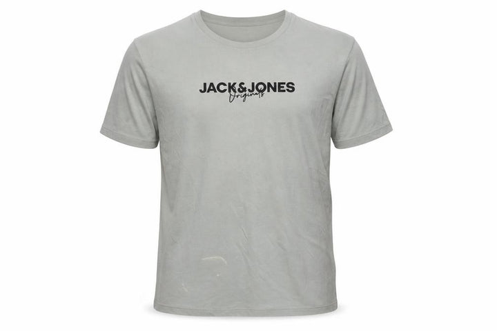 Jack & Jones Men's Grey Logo T-Shirt, Cotton, Medium