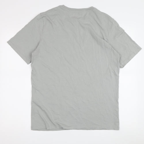 Jack & Jones Men's Grey Logo T-Shirt, Cotton, Medium
