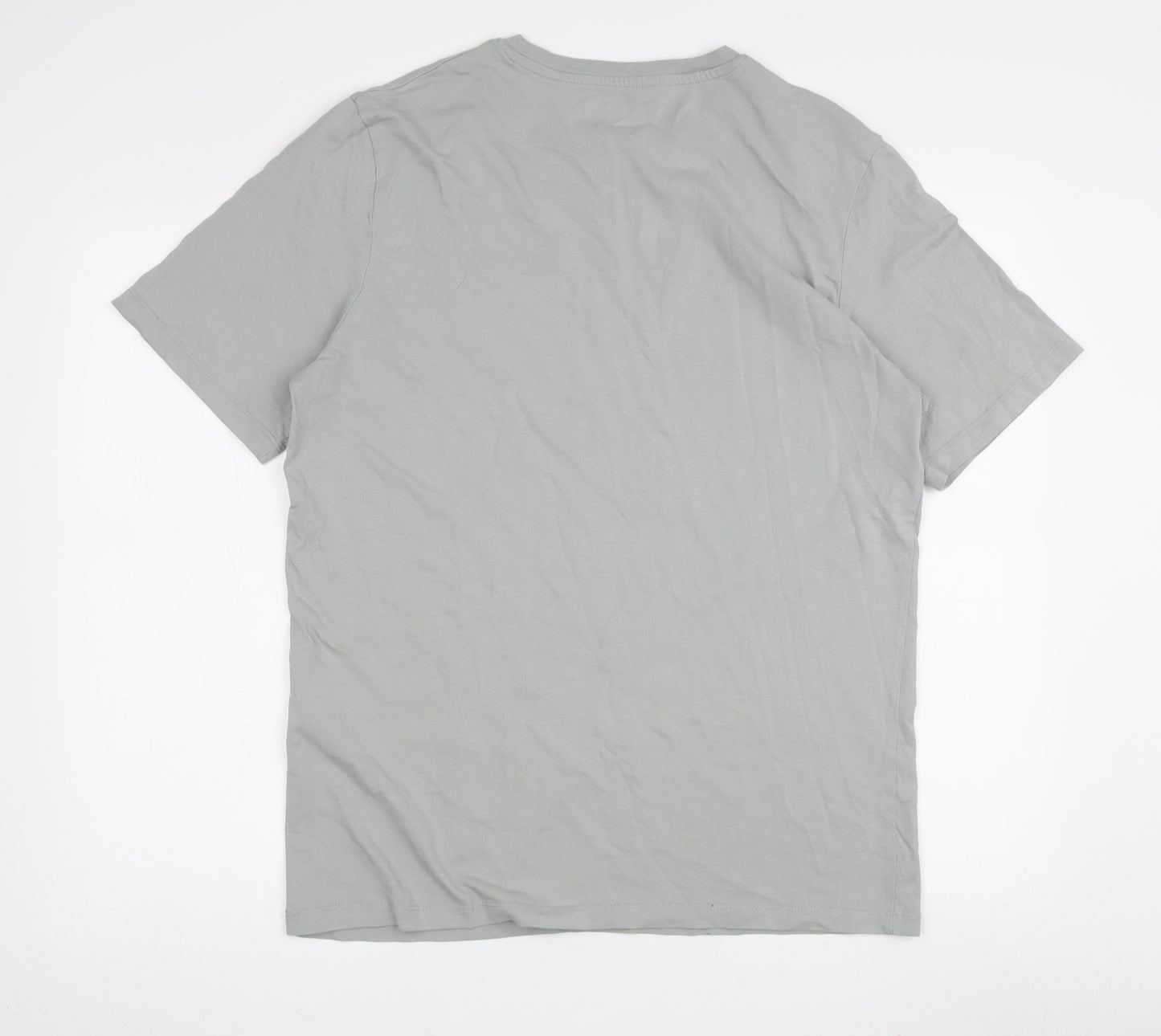 Jack & Jones Men's Grey Logo T-Shirt, Cotton, Medium