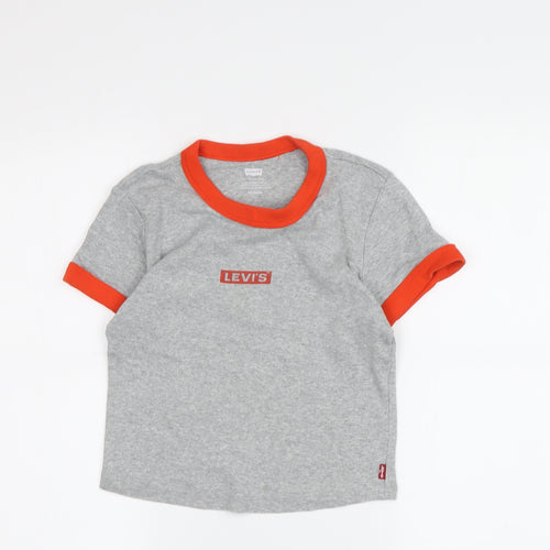 Levi's Boys Grey Ringer T-Shirt XS - Logo Graphic Print