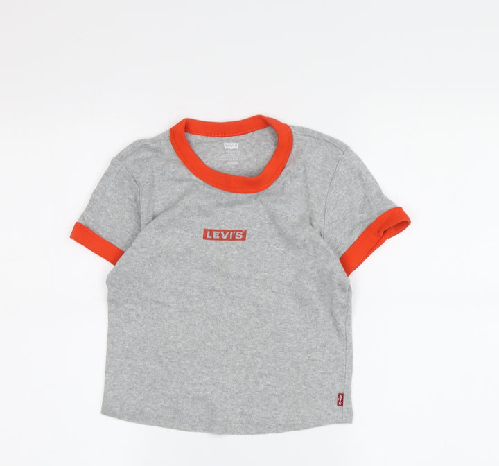 Levi's Boys Grey Ringer T-Shirt XS - Logo Graphic Print