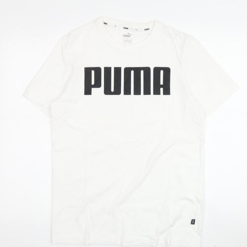 Puma Men's White S Crew Neck Logo T-Shirt