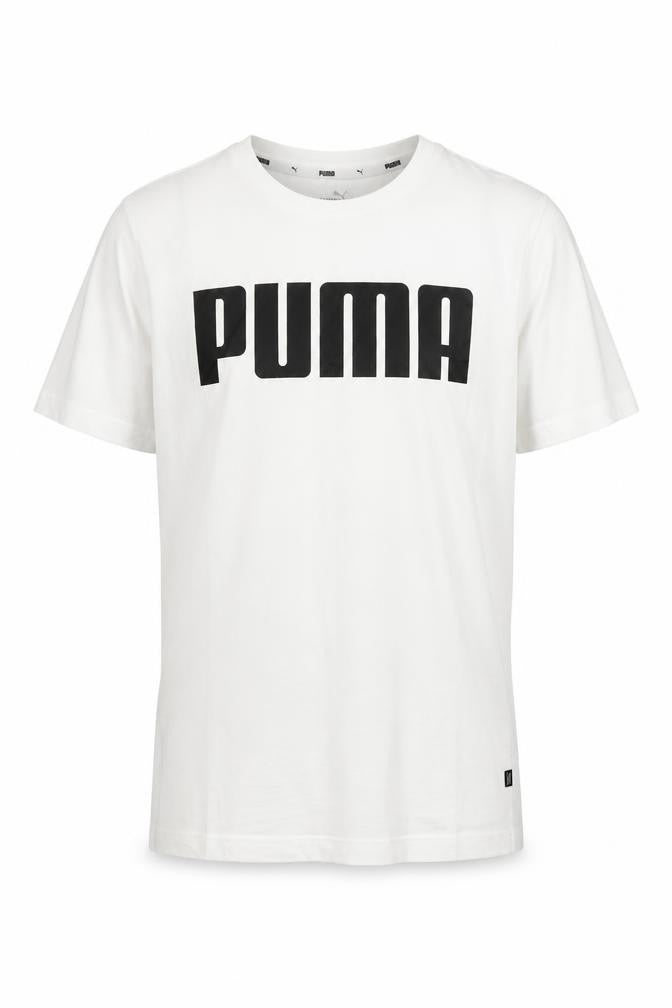 Front view of Puma Men's White S Crew Neck Logo T-Shirt