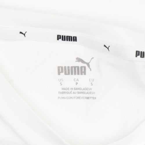 Puma Men's White S Crew Neck Logo T-Shirt