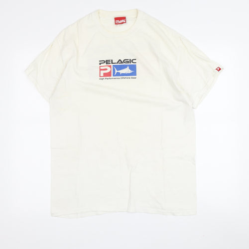 Pelagic Men's White Graphic T-Shirt Medium