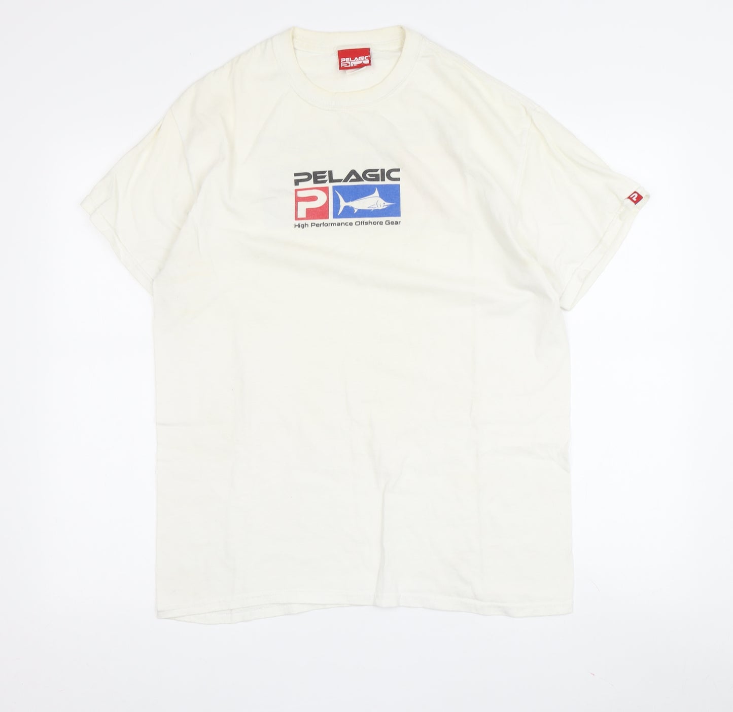 Pelagic Men's White Graphic T-Shirt Medium