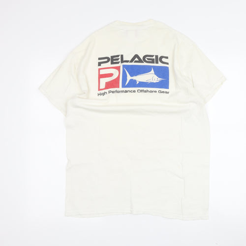 Pelagic Men's White Graphic T-Shirt Medium