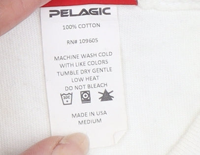 Pelagic Men's White Graphic T-Shirt Medium