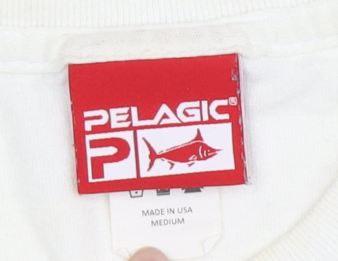 Pelagic Men's White Graphic T-Shirt Medium