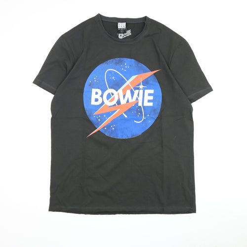 Amplified Men's Bowie Black T-Shirt - Large, Music Graphic
