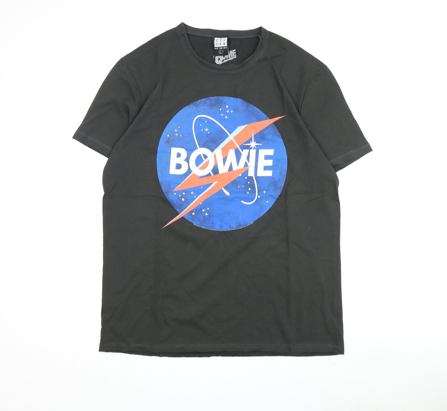 Amplified Men's Bowie Black T-Shirt - Large, Music Graphic