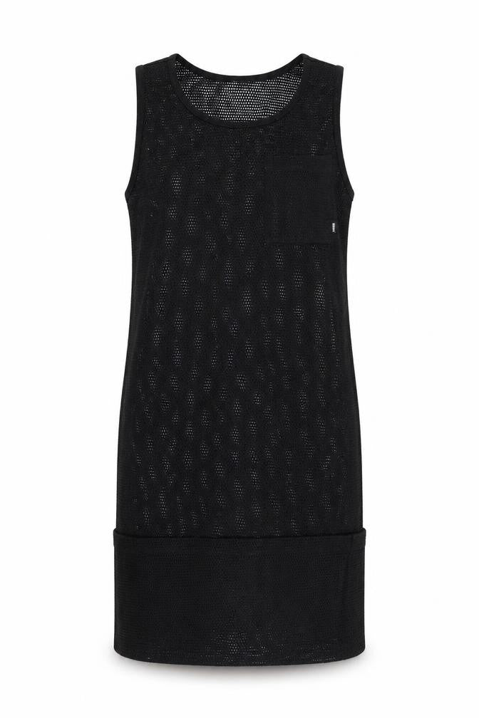Front view of DKNY Women's Black Mesh Tank Dress M