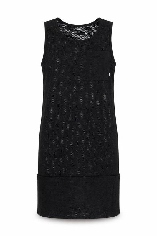 Front view of DKNY Women's Black Mesh Tank Dress M