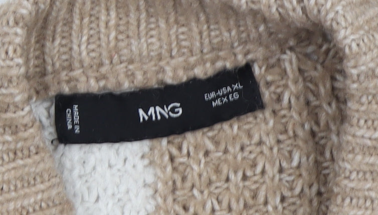 MNG Women's Beige Waffle-Knit Pullover Jumper XL