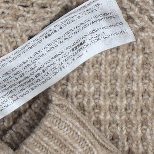 MNG Women's Beige Waffle-Knit Pullover Jumper XL