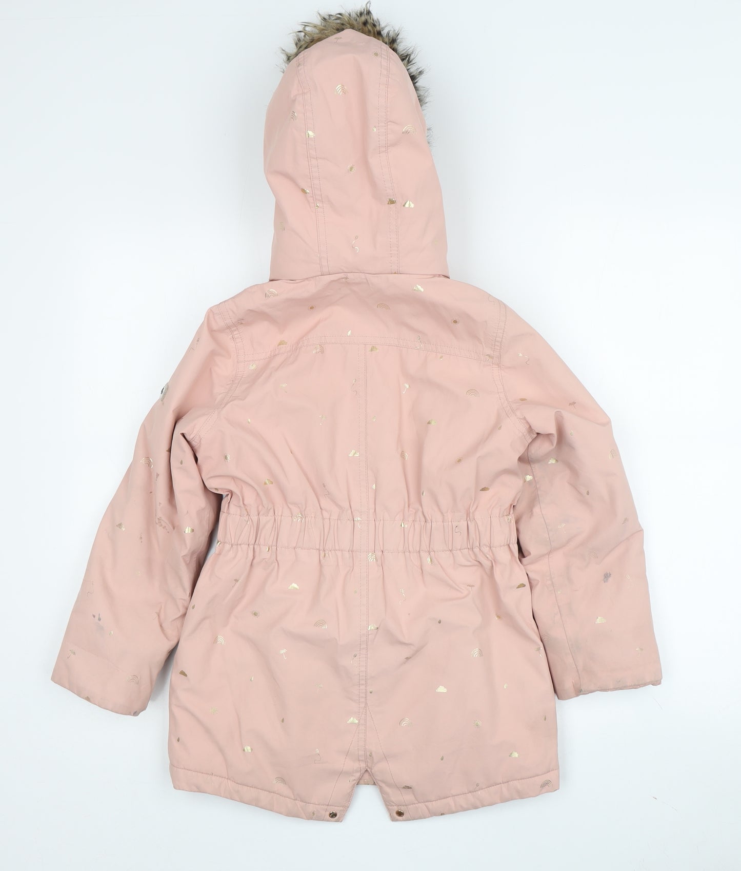 Joules Girls Pink Parka Coat 8-9 Years Hooded Lined