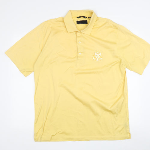 Greg Norman Men's Yellow Golf Polo Shirt L