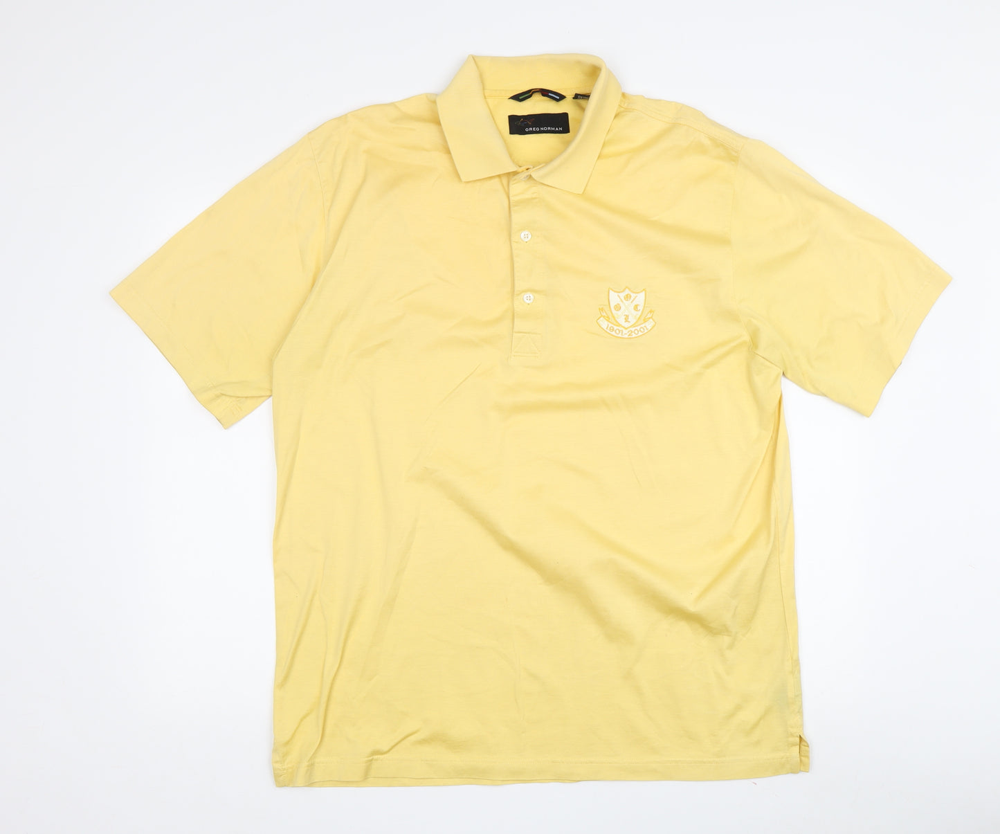 Greg Norman Men's Yellow Golf Polo Shirt L