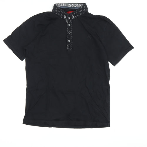 Swade Men's Black Polo Shirt M Short Sleeve Casual