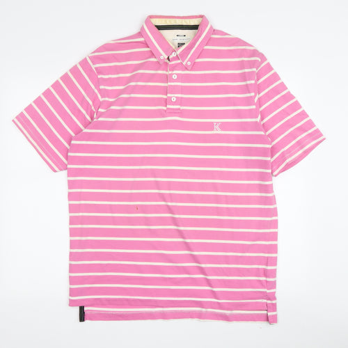 Karl Kertess Men’s Pink Striped Polo Shirt L