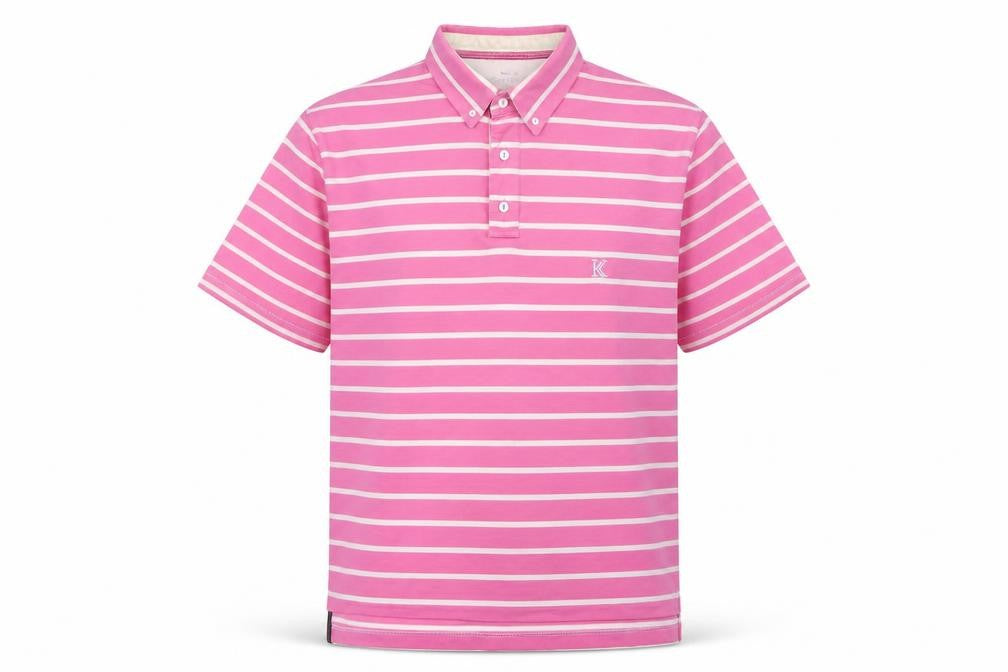 Karl Kertess Men’s Pink Striped Polo Shirt L