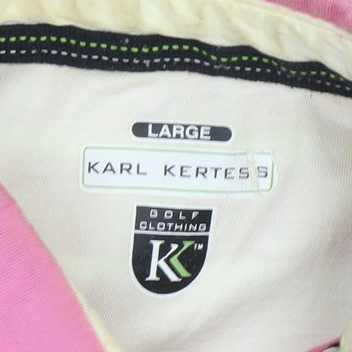 Karl Kertess Men’s Pink Striped Polo Shirt L