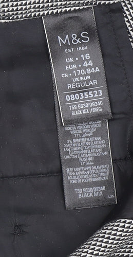 Marks and Spencer Women's Black Geometric Trousers Size 16