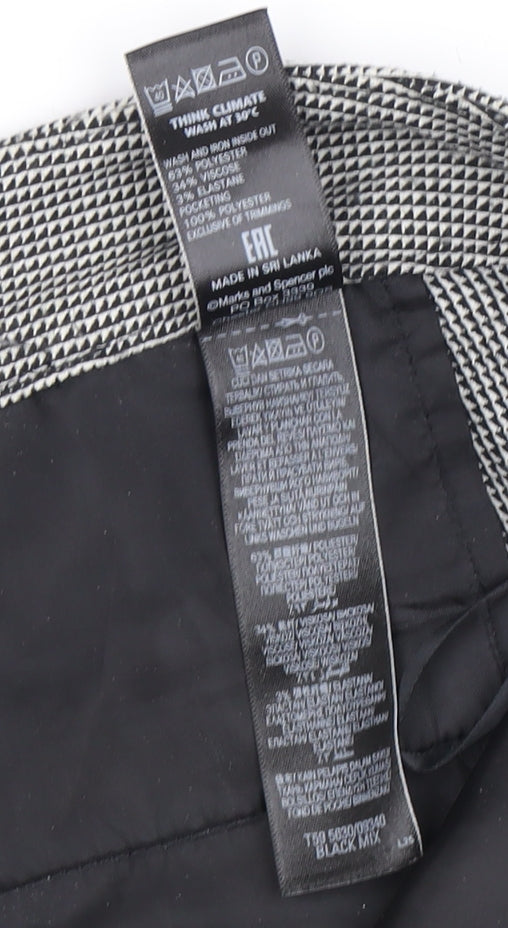Marks and Spencer Women's Black Geometric Trousers Size 16