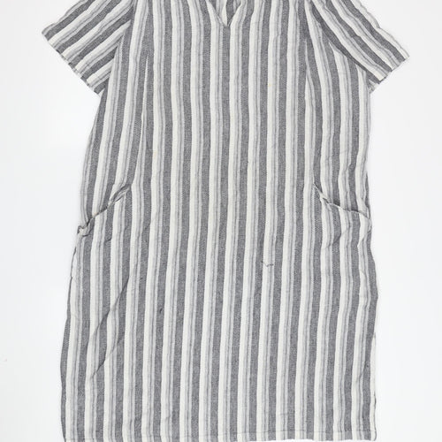 Marks and Spencer Women's Grey Striped Shift Dress Size 20