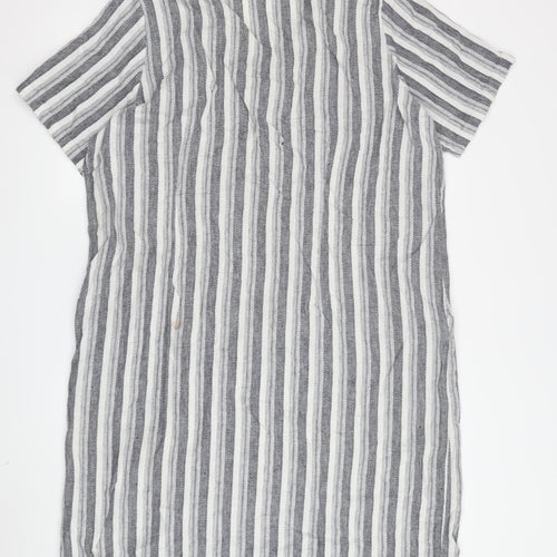 Marks and Spencer Women's Grey Striped Shift Dress Size 20
