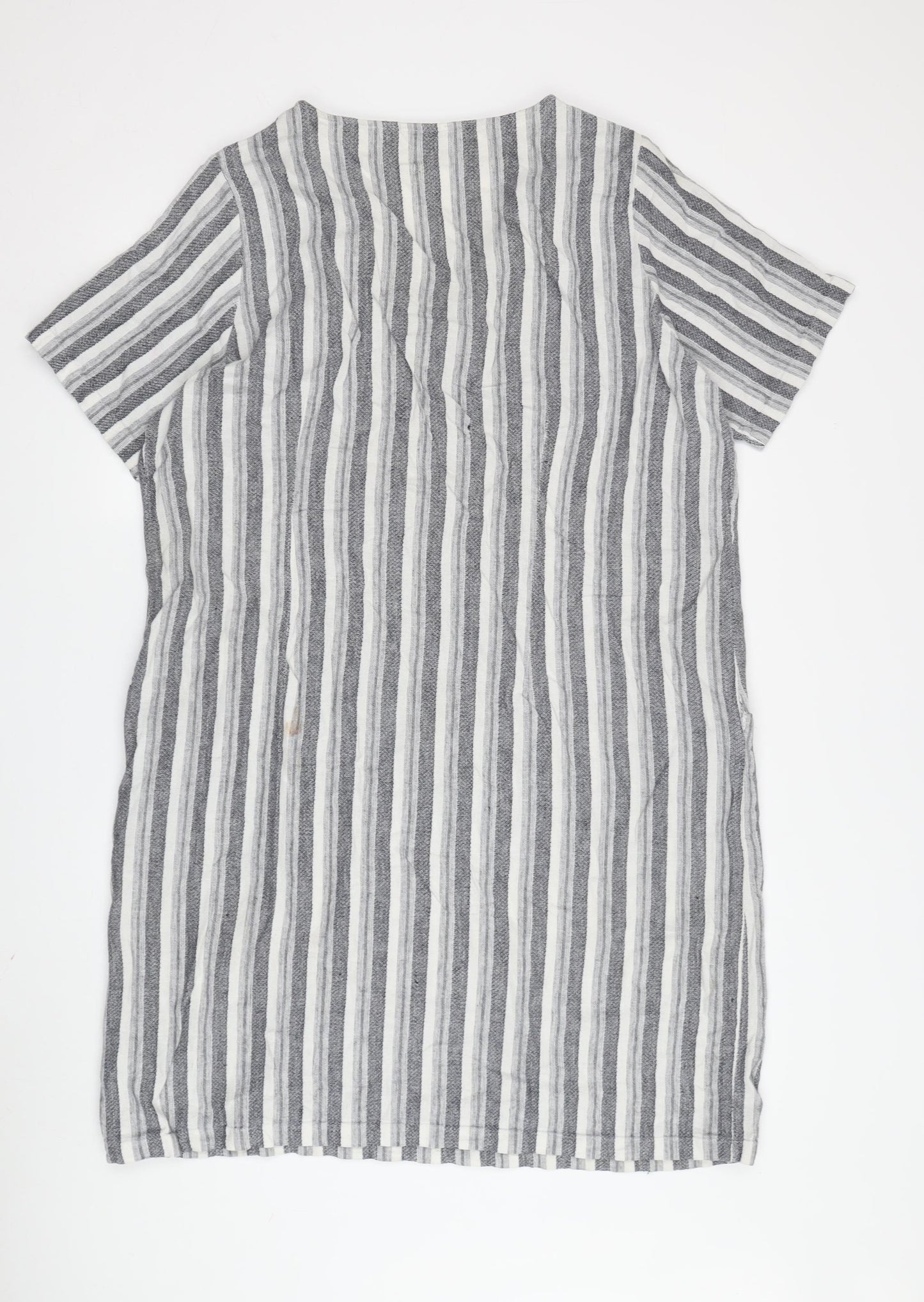 Marks and Spencer Women's Grey Striped Shift Dress Size 20