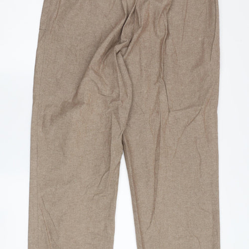 Isle Women's Beige Cotton Drawstring Trousers Size 14