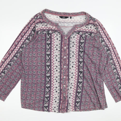 Isle Essentials Women's Multicoloured Geometric 3/4 Sleeve Shirt